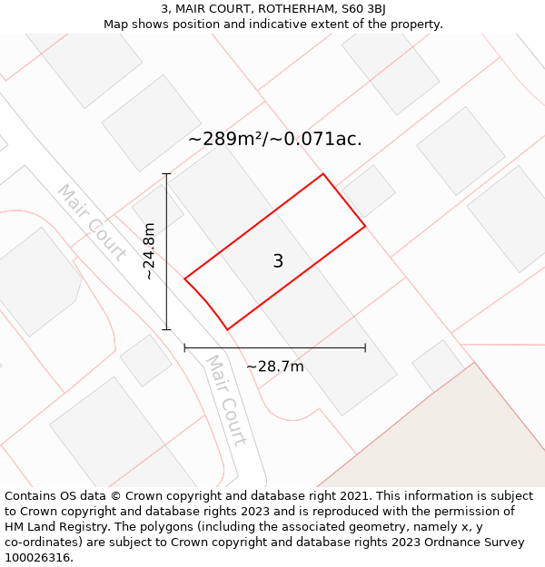 3, MAIR COURT, ROTHERHAM, S60 3BJ: Plot and title map