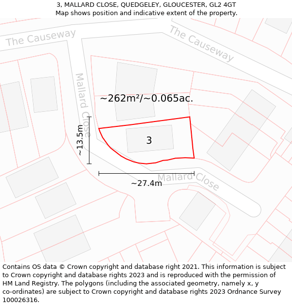 3, MALLARD CLOSE, QUEDGELEY, GLOUCESTER, GL2 4GT: Plot and title map