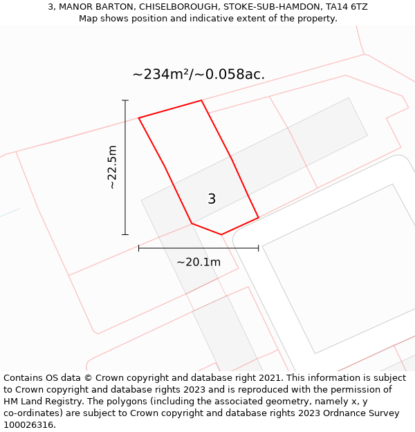 3, MANOR BARTON, CHISELBOROUGH, STOKE-SUB-HAMDON, TA14 6TZ: Plot and title map