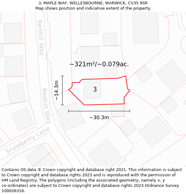 3, MAPLE WAY, WELLESBOURNE, WARWICK, CV35 9SR: Plot and title map