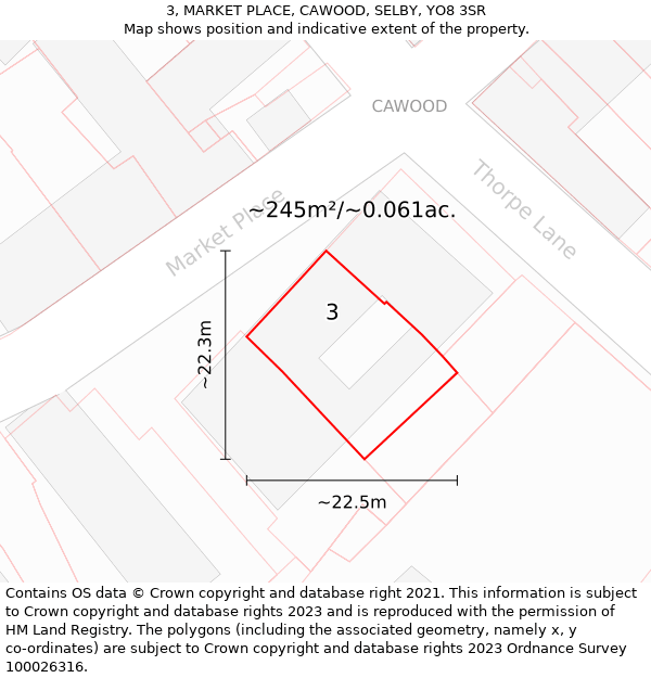 3, MARKET PLACE, CAWOOD, SELBY, YO8 3SR: Plot and title map