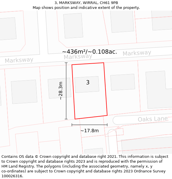 3, MARKSWAY, WIRRAL, CH61 9PB: Plot and title map