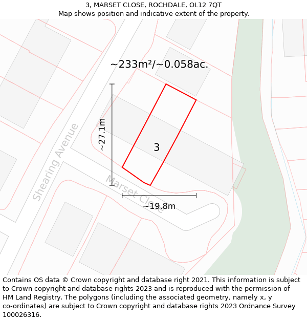 3, MARSET CLOSE, ROCHDALE, OL12 7QT: Plot and title map