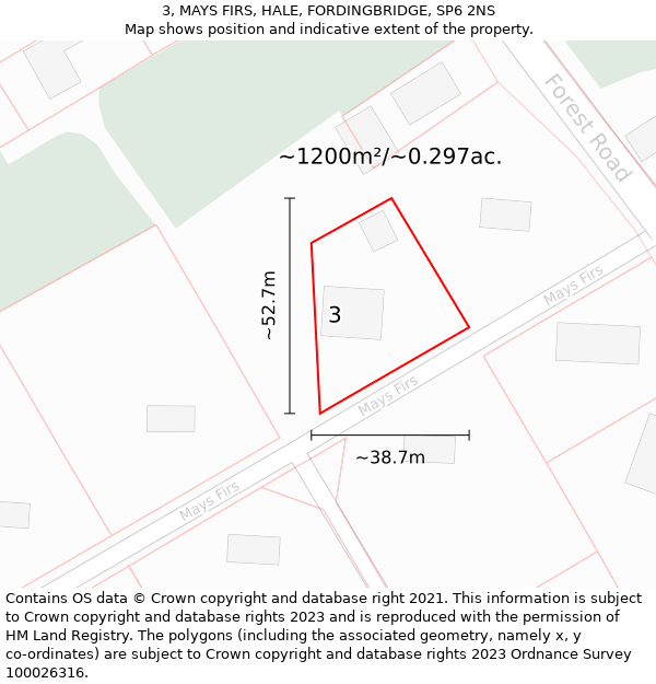 3, MAYS FIRS, HALE, FORDINGBRIDGE, SP6 2NS: Plot and title map