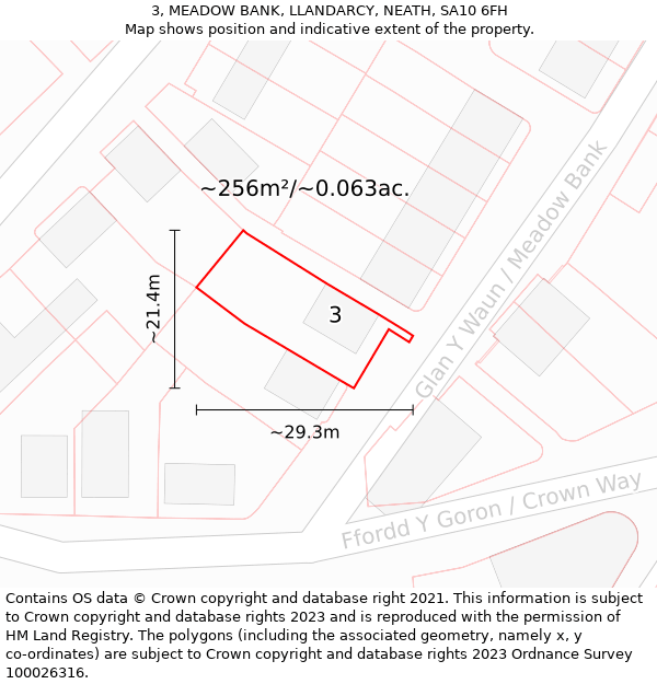 3, MEADOW BANK, LLANDARCY, NEATH, SA10 6FH: Plot and title map