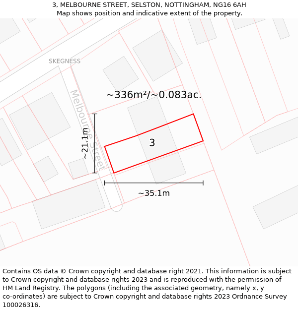 3, MELBOURNE STREET, SELSTON, NOTTINGHAM, NG16 6AH: Plot and title map