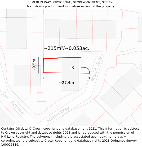 3, MERLIN WAY, KIDSGROVE, STOKE-ON-TRENT, ST7 4YL: Plot and title map