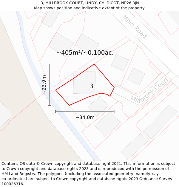 3, MILLBROOK COURT, UNDY, CALDICOT, NP26 3JN: Plot and title map