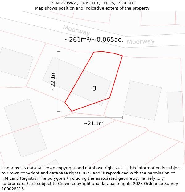 3, MOORWAY, GUISELEY, LEEDS, LS20 8LB: Plot and title map