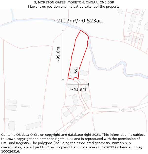 3, MORETON GATES, MORETON, ONGAR, CM5 0GP: Plot and title map