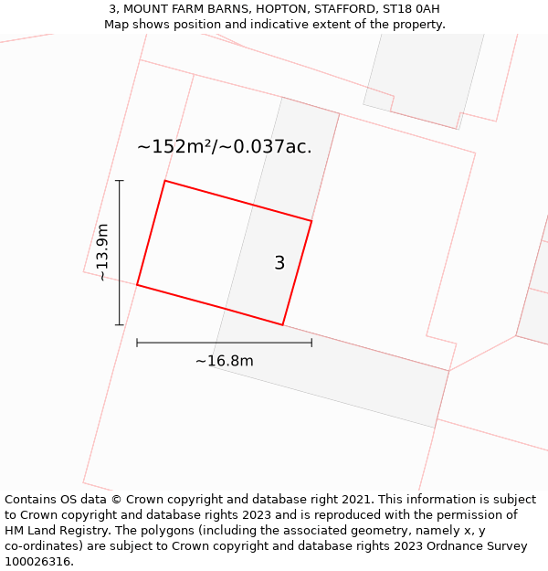 3, MOUNT FARM BARNS, HOPTON, STAFFORD, ST18 0AH: Plot and title map