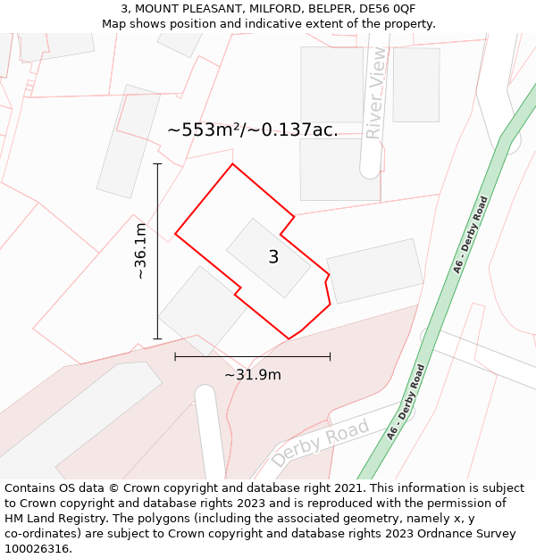 3, MOUNT PLEASANT, MILFORD, BELPER, DE56 0QF: Plot and title map