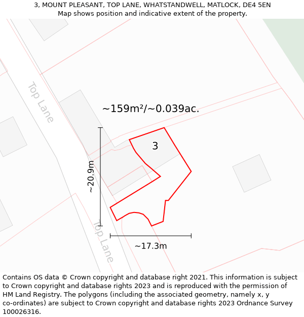 3, MOUNT PLEASANT, TOP LANE, WHATSTANDWELL, MATLOCK, DE4 5EN: Plot and title map