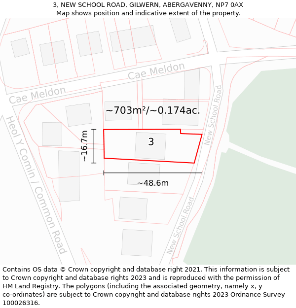 3, NEW SCHOOL ROAD, GILWERN, ABERGAVENNY, NP7 0AX: Plot and title map