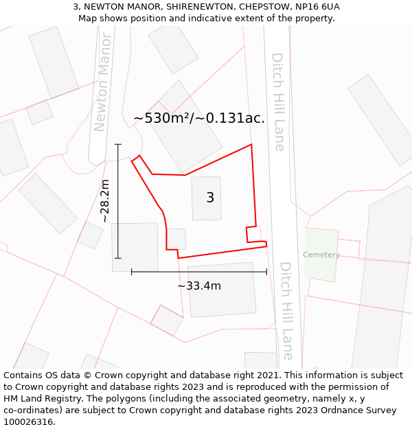 3, NEWTON MANOR, SHIRENEWTON, CHEPSTOW, NP16 6UA: Plot and title map