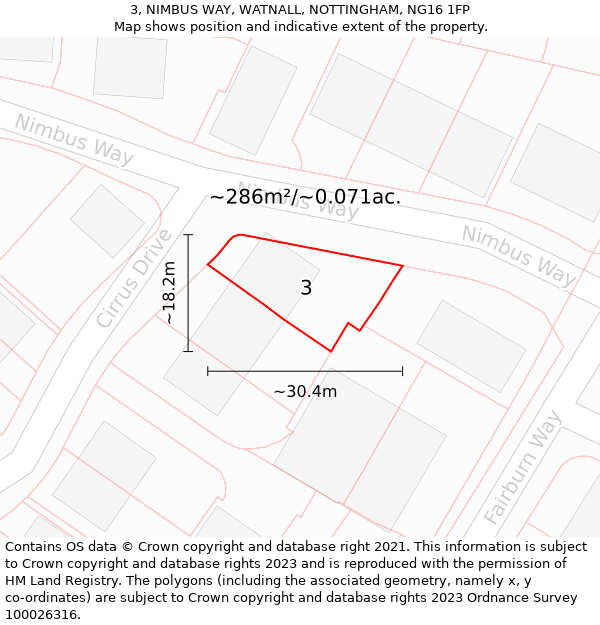 3, NIMBUS WAY, WATNALL, NOTTINGHAM, NG16 1FP: Plot and title map