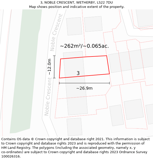 3, NOBLE CRESCENT, WETHERBY, LS22 7DU: Plot and title map