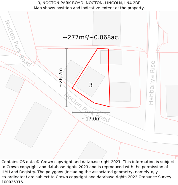 3, NOCTON PARK ROAD, NOCTON, LINCOLN, LN4 2BE: Plot and title map