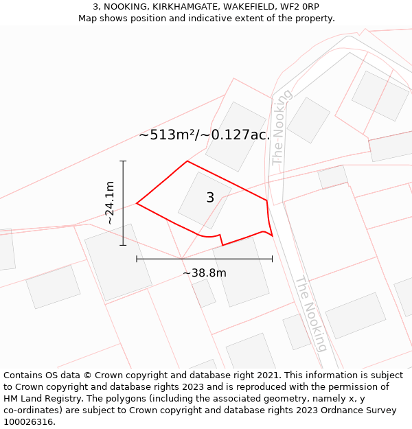 3, NOOKING, KIRKHAMGATE, WAKEFIELD, WF2 0RP: Plot and title map