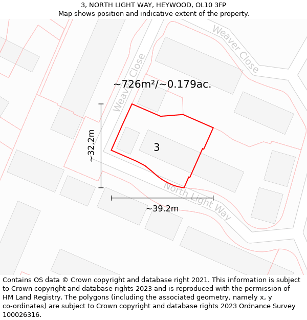 3, NORTH LIGHT WAY, HEYWOOD, OL10 3FP: Plot and title map