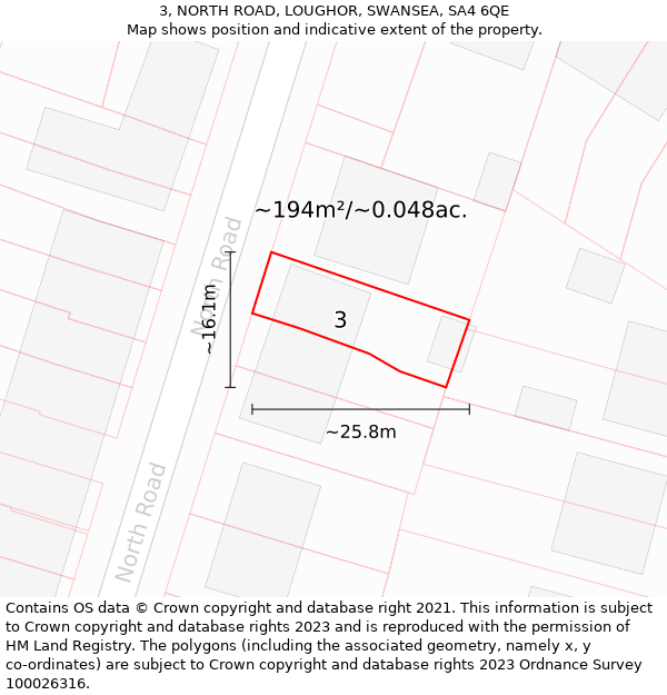 3, NORTH ROAD, LOUGHOR, SWANSEA, SA4 6QE: Plot and title map