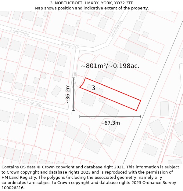 3, NORTHCROFT, HAXBY, YORK, YO32 3TP: Plot and title map