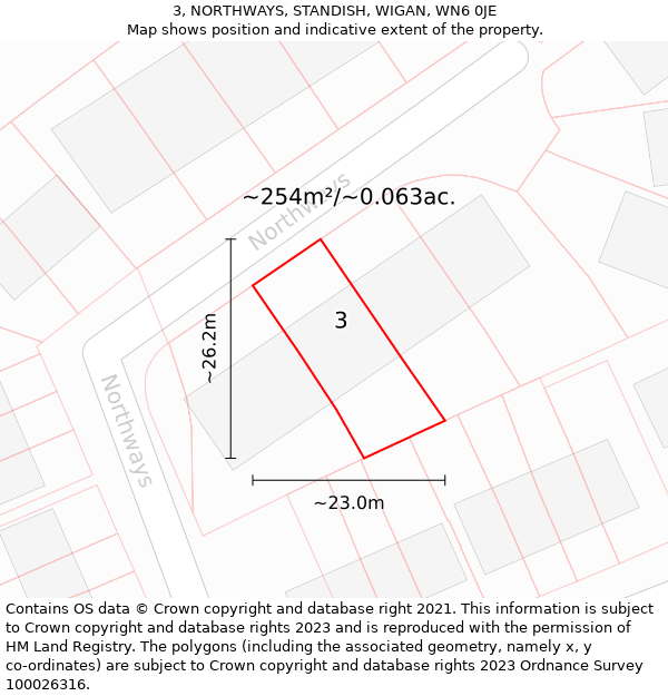 3, NORTHWAYS, STANDISH, WIGAN, WN6 0JE: Plot and title map