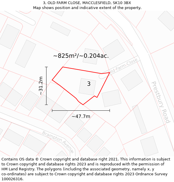 3, OLD FARM CLOSE, MACCLESFIELD, SK10 3BX: Plot and title map