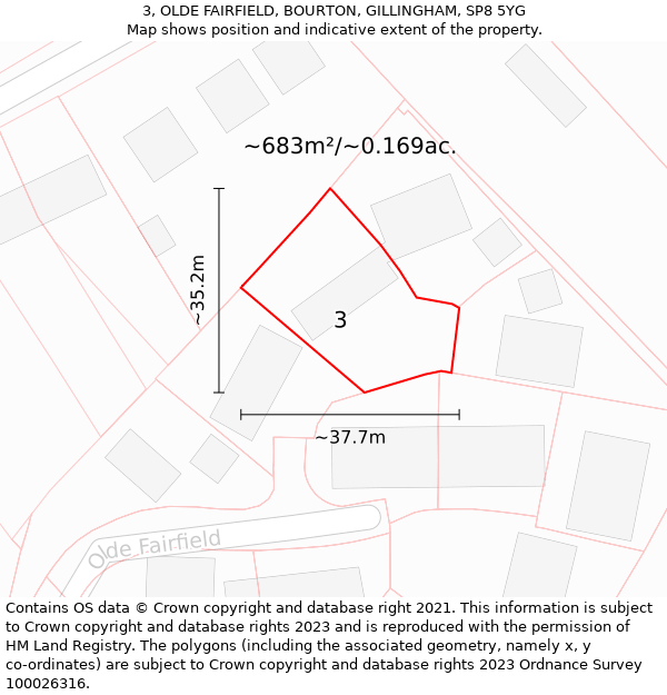 3, OLDE FAIRFIELD, BOURTON, GILLINGHAM, SP8 5YG: Plot and title map