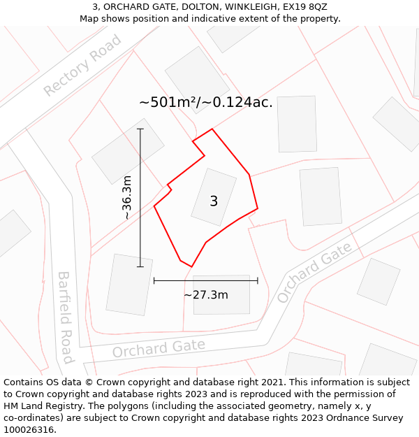 3, ORCHARD GATE, DOLTON, WINKLEIGH, EX19 8QZ: Plot and title map