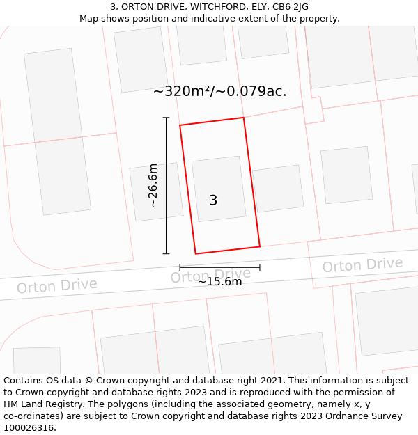 3, ORTON DRIVE, WITCHFORD, ELY, CB6 2JG: Plot and title map