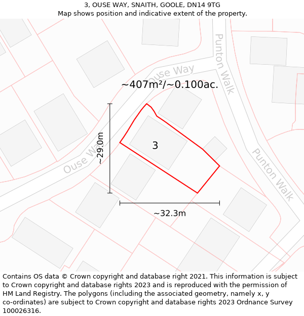 3, OUSE WAY, SNAITH, GOOLE, DN14 9TG: Plot and title map