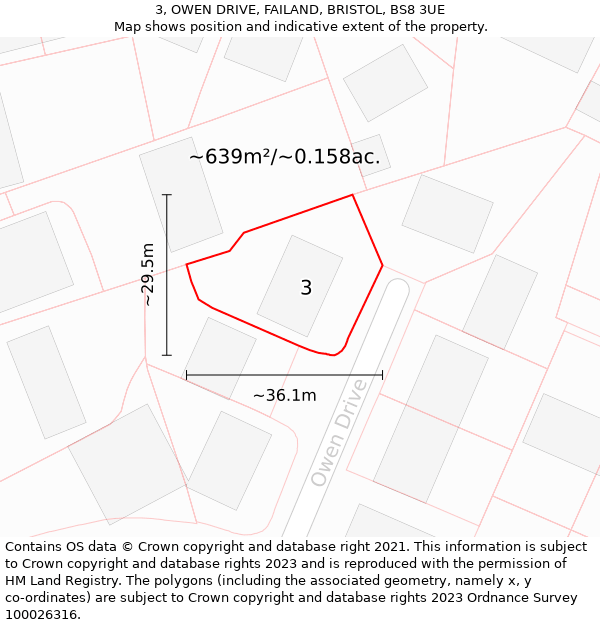 3, OWEN DRIVE, FAILAND, BRISTOL, BS8 3UE: Plot and title map