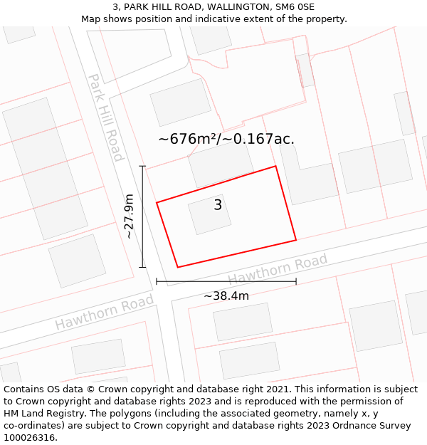 3, PARK HILL ROAD, WALLINGTON, SM6 0SE: Plot and title map