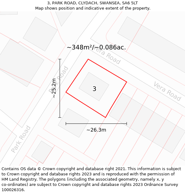 3, PARK ROAD, CLYDACH, SWANSEA, SA6 5LT: Plot and title map