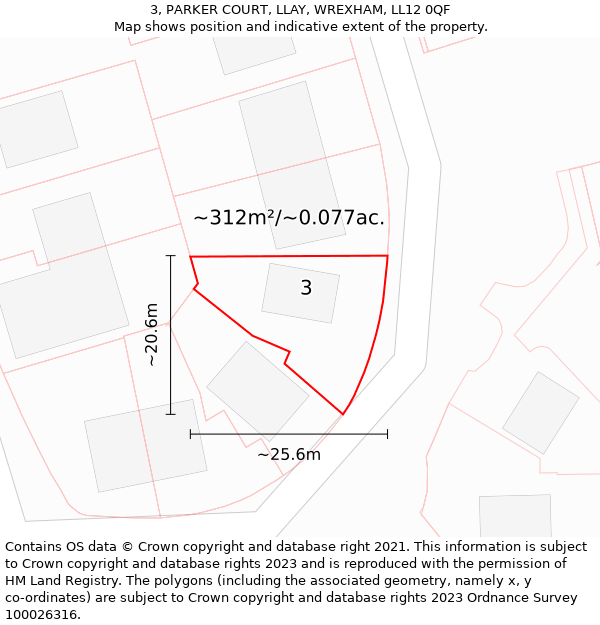 3, PARKER COURT, LLAY, WREXHAM, LL12 0QF: Plot and title map