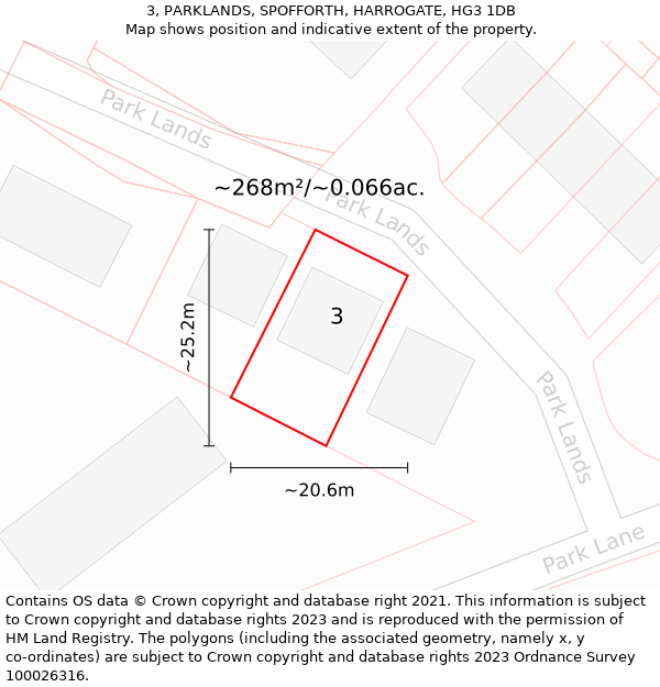 3, PARKLANDS, SPOFFORTH, HARROGATE, HG3 1DB: Plot and title map