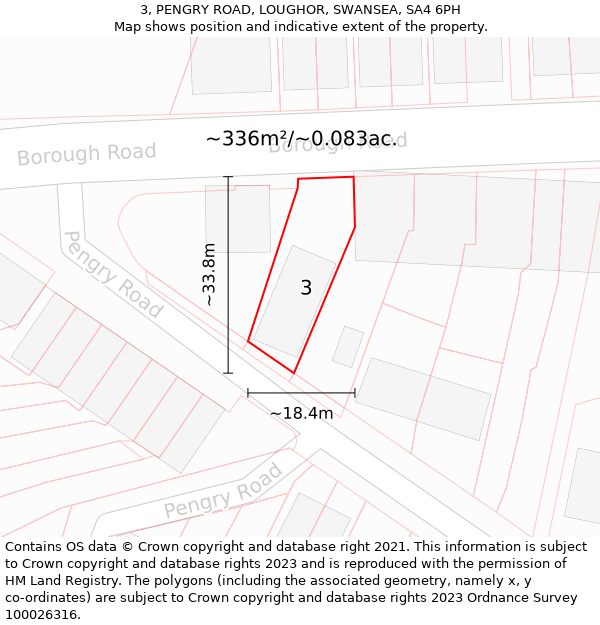 3, PENGRY ROAD, LOUGHOR, SWANSEA, SA4 6PH: Plot and title map