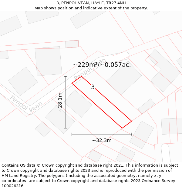 3, PENPOL VEAN, HAYLE, TR27 4NH: Plot and title map