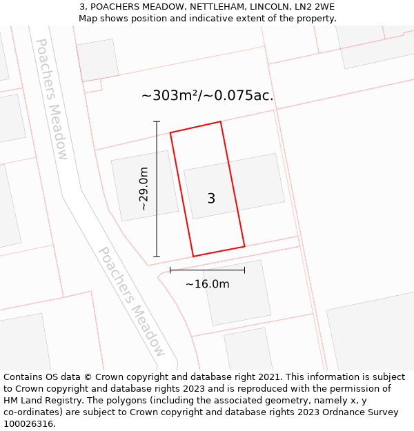 3, POACHERS MEADOW, NETTLEHAM, LINCOLN, LN2 2WE: Plot and title map