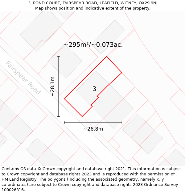 3, POND COURT, FAIRSPEAR ROAD, LEAFIELD, WITNEY, OX29 9NJ: Plot and title map