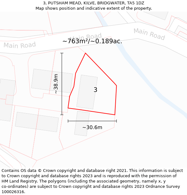 3, PUTSHAM MEAD, KILVE, BRIDGWATER, TA5 1DZ: Plot and title map