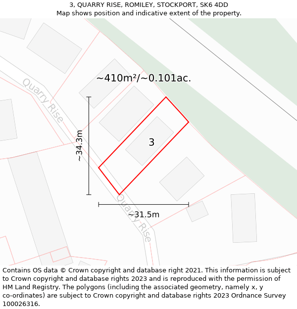 3, QUARRY RISE, ROMILEY, STOCKPORT, SK6 4DD: Plot and title map