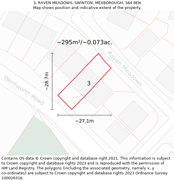 3, RAVEN MEADOWS, SWINTON, MEXBOROUGH, S64 8EN: Plot and title map