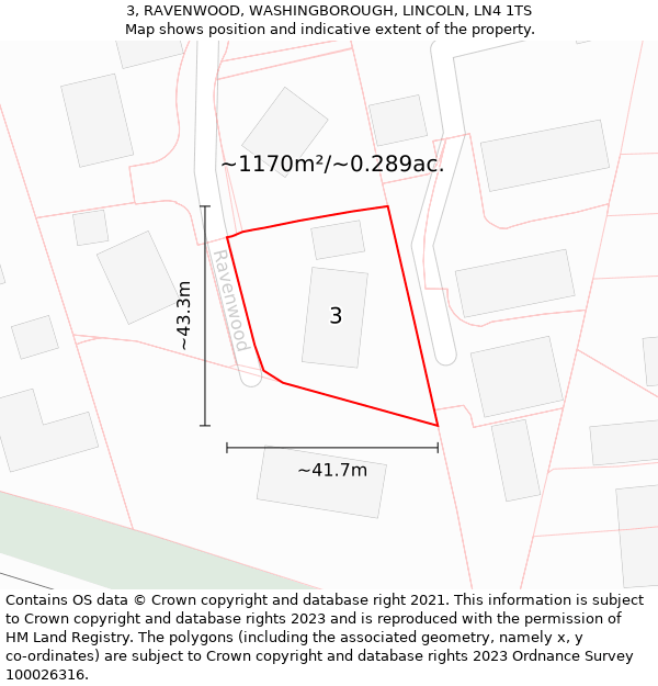 3, RAVENWOOD, WASHINGBOROUGH, LINCOLN, LN4 1TS: Plot and title map