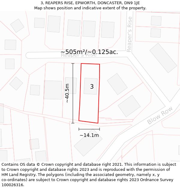 3, REAPERS RISE, EPWORTH, DONCASTER, DN9 1JE: Plot and title map