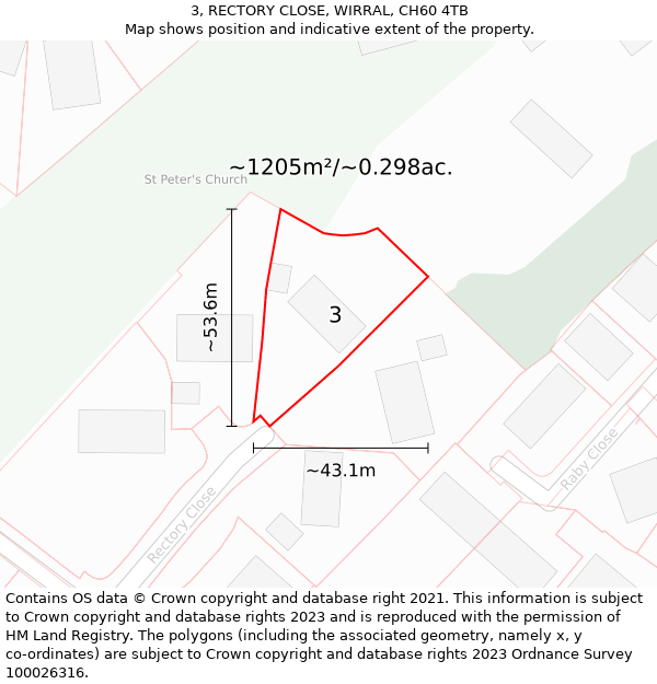 3, RECTORY CLOSE, WIRRAL, CH60 4TB: Plot and title map