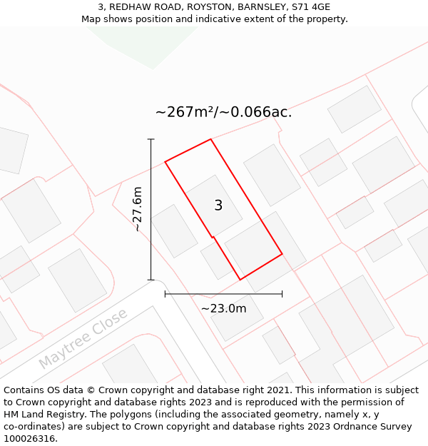 3, REDHAW ROAD, ROYSTON, BARNSLEY, S71 4GE: Plot and title map