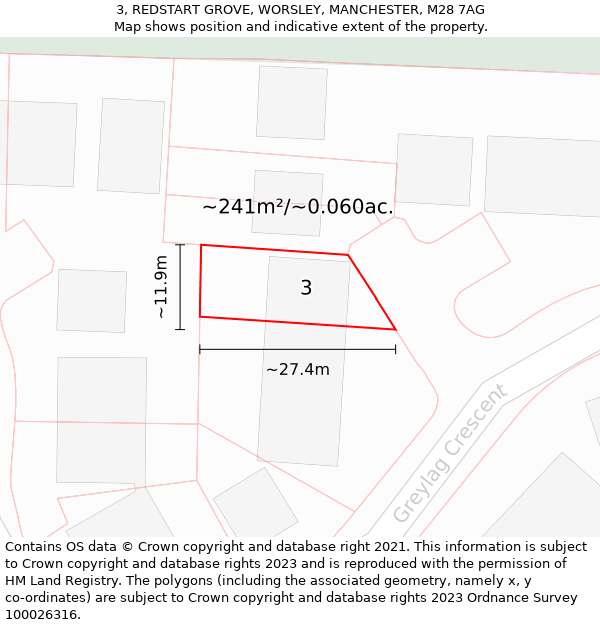 3, REDSTART GROVE, WORSLEY, MANCHESTER, M28 7AG: Plot and title map