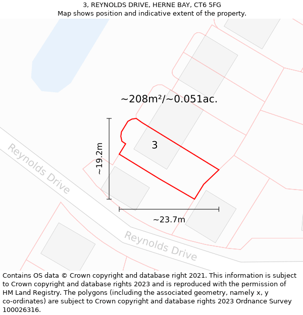 3, REYNOLDS DRIVE, HERNE BAY, CT6 5FG: Plot and title map